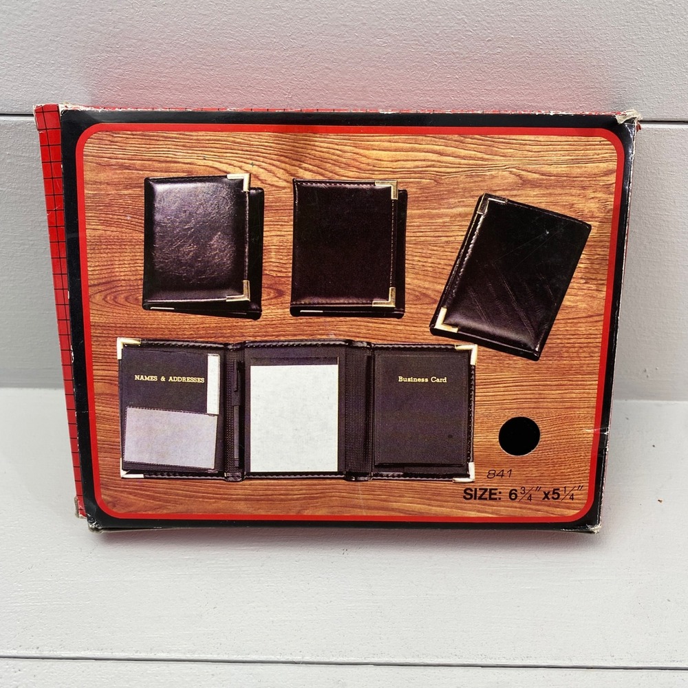 Vintage‎ Trifold Pocket Organizer Unisex Black Gold Retro Office MCM Office Book